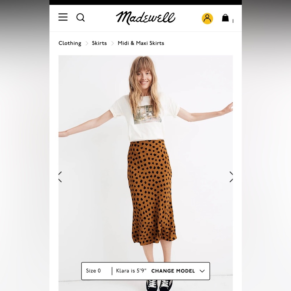 Madewell spotted midi skirt size 0